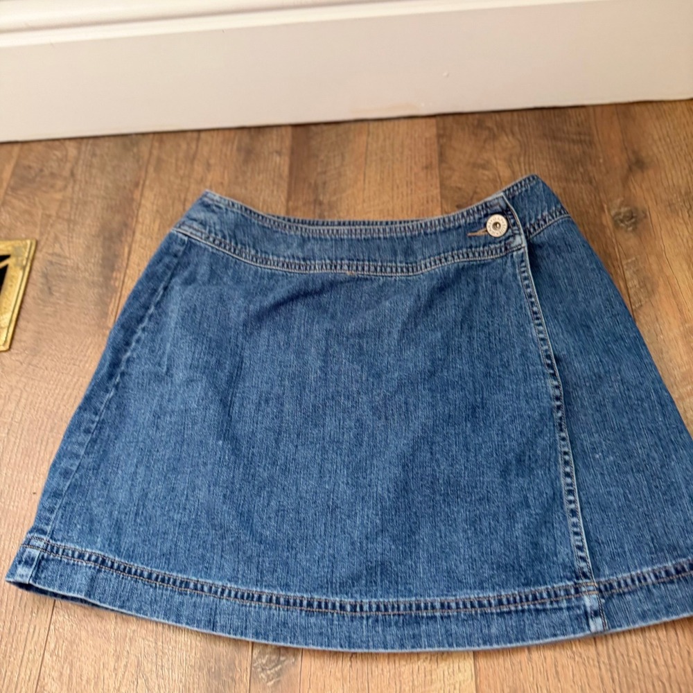 Y2K Gap Denim Wrap Skirt Women 8 Blue 492142-00-1